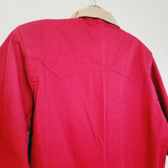 Mid-West Garment Co. Rodeo Cowboy Farm Shirt Mens XS Red Tan - Picture 12 of 14